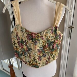 Altar’d States Floral Corset Top with Cream Straps